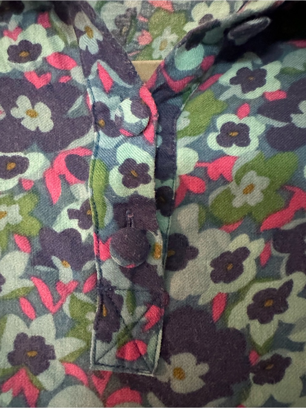 Vintage Floral Polo Dress in Blue and Teal - Picture 4 of 4